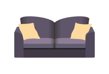 Dark Sofa beyazda izole edilmiş. İç ev için kanepe simgesi.