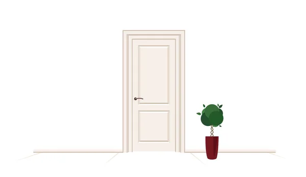 Mockup di porta con fiore. Simbolo di affari e lavoro in ufficio. — Vettoriale Stock