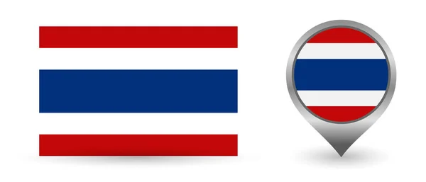 Bandera vectorial Tailandia. Punto de ubicación con bandera Tailandia dentro. — Vector de stock