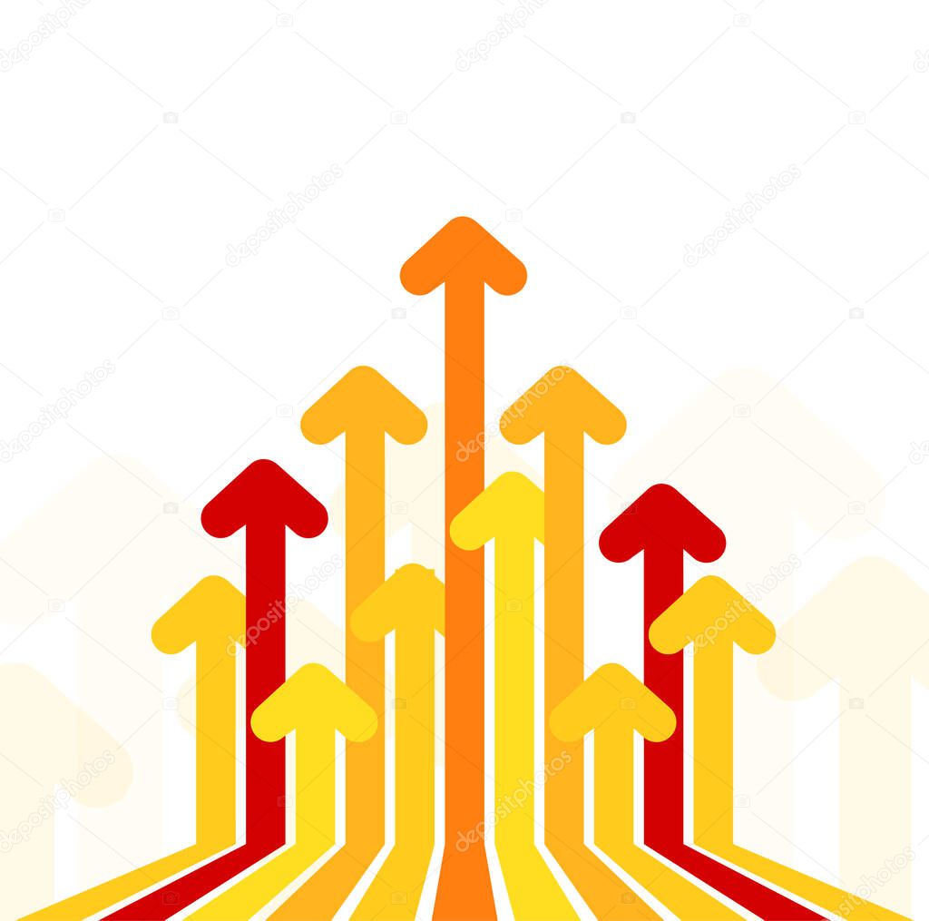 Arrows move to up. Concept financial rise. Bright abstract background