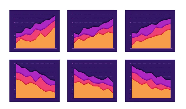 Stel abstracte grafiek lijn gaan op en neer. concept van economische groei of lager. — Stockvector