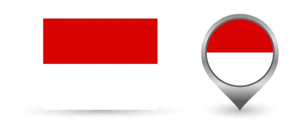 Flaga wektora Monako. Punkt lokalizacji z flagą Monako wewnątrz. — Wektor stockowy