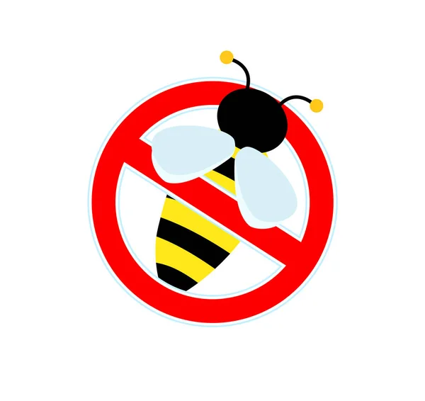 Stanna skylten, se upp för bin eller geting. Rött tecken ingen honung. — Stock vektor