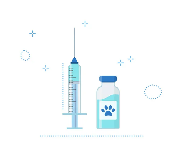 Έννοια εμβολιασμού για ζώα συντροφιάς. Ενέσιμο εμβόλιο Ιδέα για την προστασία από ασθένειες των ζώων. — Διανυσματικό Αρχείο