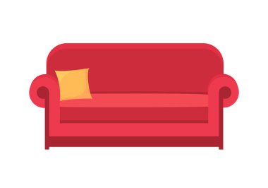 Kırmızı kanepe beyazda izole edilmiş. İç ev için kanepe simgesi.