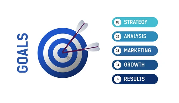 Info grafik hedefleri İş. Strateji, analiz, büyüme, sonuç, pazarlama. — Stok Vektör