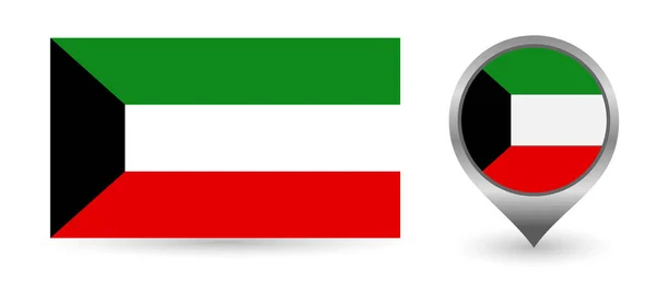Vektorfahne Kuwait. Standort mit Flagge Kuwaits im Inneren — Stockvektor