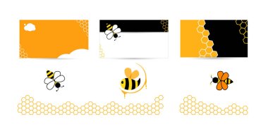 Set of design templates for business card background. Bee logos for honey company. clipart