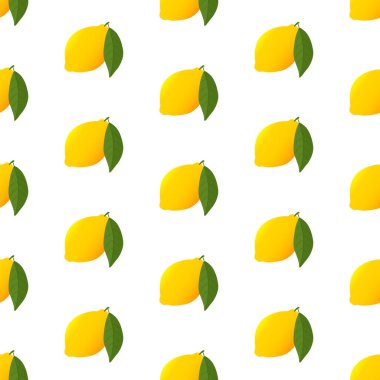 Olgun limonlu, sarı, pürüzsüz desen. Limon ve yeşil yaprak.