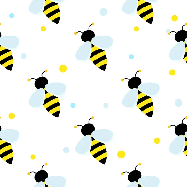白色背景上明亮的带条纹蜜蜂。重复模式的儿童 — 图库矢量图片