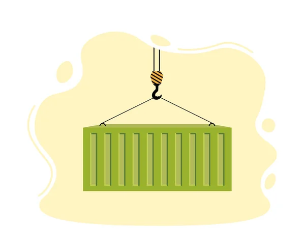 Grue bâbord soulève conteneur vert. concept de livraison mondiale — Image vectorielle