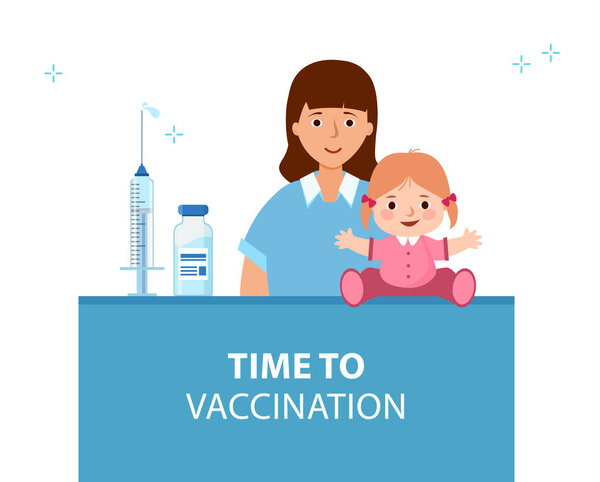 Mom and child are waiting for vaccination. Vaccination of children.