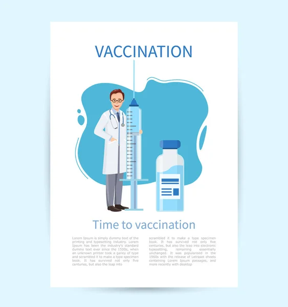 Κάθετη εκστρατεία εμβολιασμού αφίσας. Πρόγραμμα ανοσοποίησης έννοιας. — Διανυσματικό Αρχείο