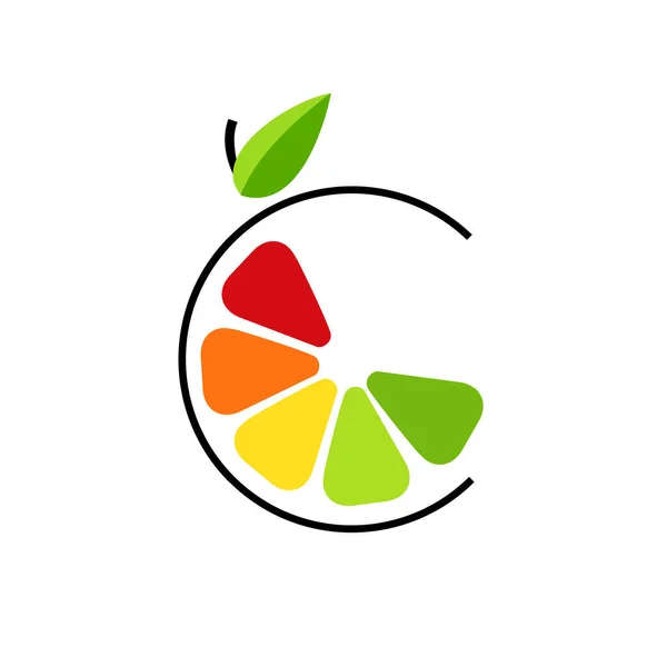 Abstracte kleur snijd citrusvruchten met cirkel lijn. Logo-concept — Stockvector