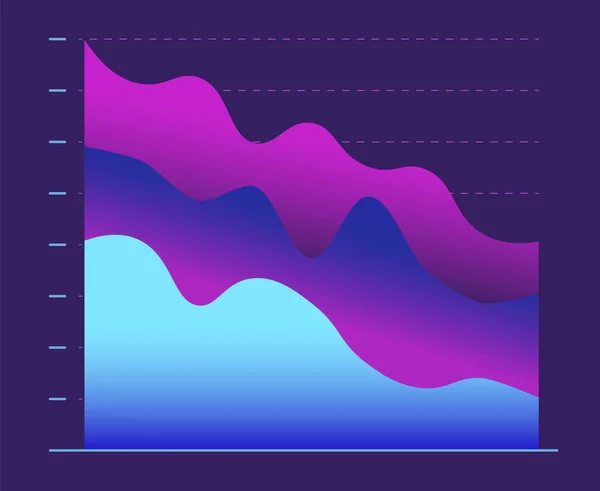 Abstract graph color line moving down. concept of collapse and fall. — 图库矢量图片