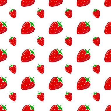Bright seamless pattern with red strawberries. Strawberry berry