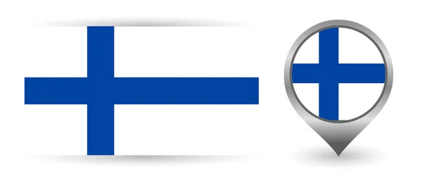 Vector flag Finland. Location point with flag Finland inside. — Stockvektor