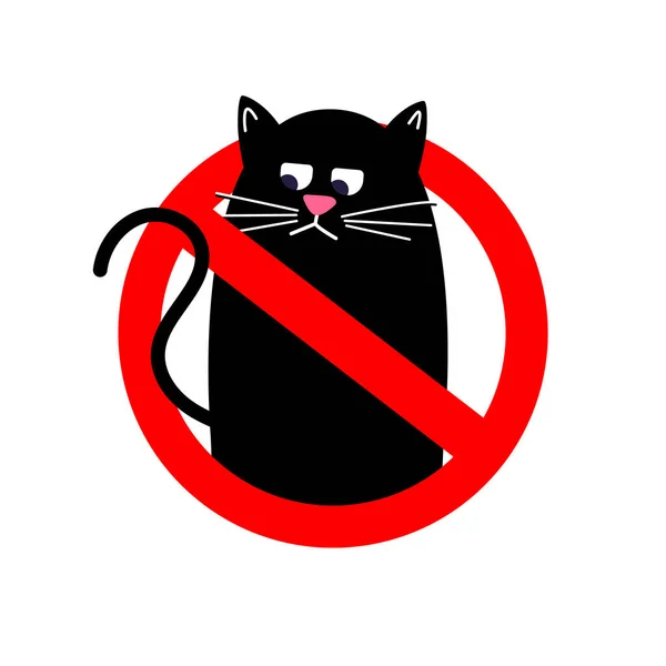 Никаких кошек. Подпишите опасность. никаких домашних животных. Красный знак остановки на белом фоне. — стоковый вектор