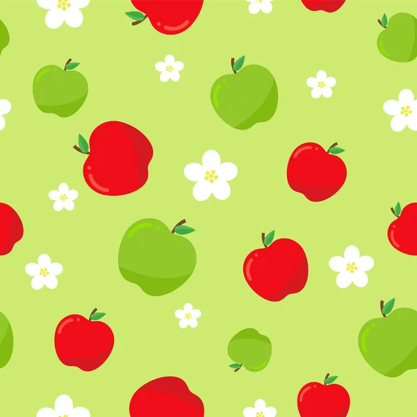 Fruit Wallpaper dengan apel Chaotic. Pola vektor tak berjahit. - Stok Vektor