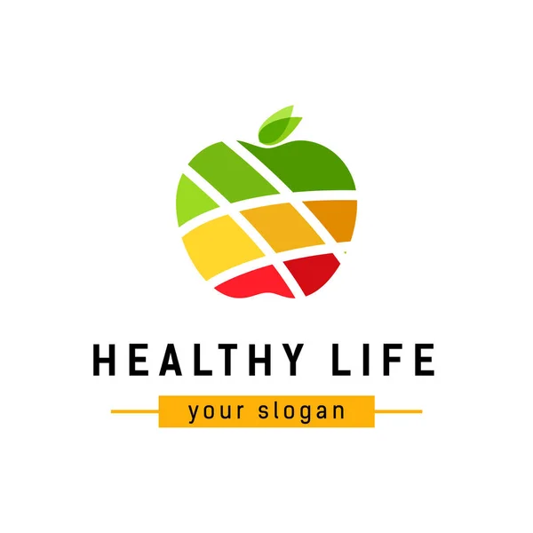 Manzana de color abstracto. Logotipo de la empresa alimentos saludables. — Vector de stock