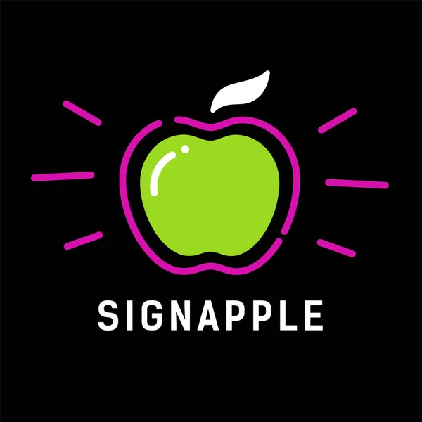 Dojrzałe zielone jabłko. Koncepcja logo dla zdrowego stylu życia lub firmy rolniczej. — Wektor stockowy