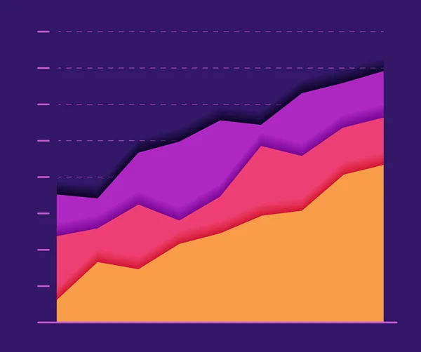 Абстрактная финансовая цветная бумажная диаграмма с тремя кривыми идет вверх. Современный дизайн — стоковый вектор