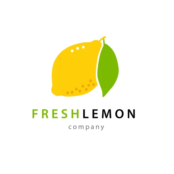 Zralý žlutý citron s listem. Logo koncepce pro zdravý životní styl nebo zemědělskou společnost. — Stockový vektor