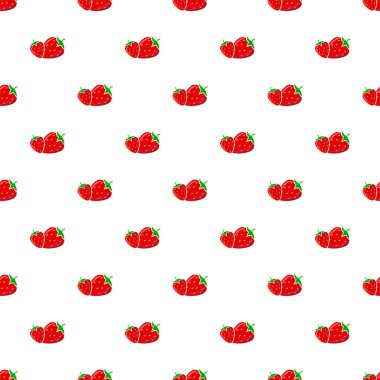 Kırmızı çilekli, parlak, pürüzsüz bir desen. Çilek deseni
