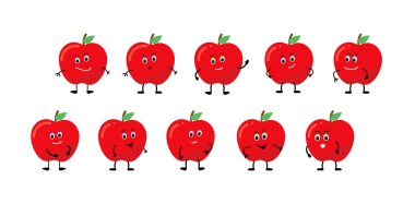 Apple karakteri gülümser, sevinir, üzülür, kızar, şaşırır, kızar..