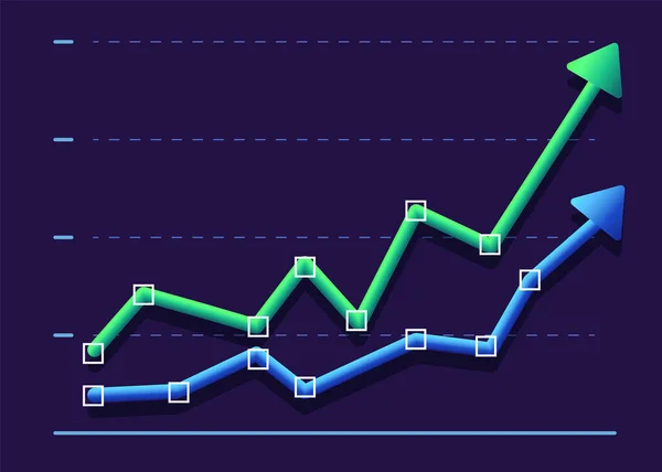 Gráfico financiero abstracto con dos flechas subiendo. — Vector de stock