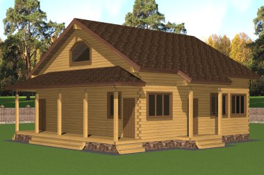 Bir garaj ile bir bardan bir iki katlı ev.