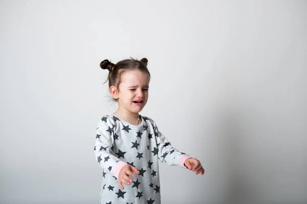 Huilend Klein Meisje Verontruste Jongen Triest Kinderportret Schattige Kleine Gilr — Stockfoto