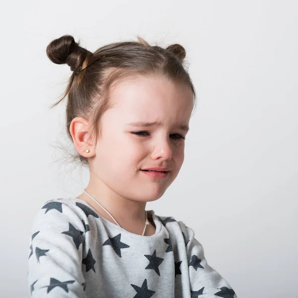 Crying Little Girl Upset Kid Sad Kid Portrait Cute Little — Stock Photo, Image