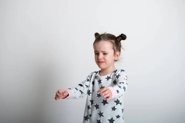 Crying Little Girl Upset Kid Sad Kid Portrait Cute Little — Stock Photo, Image