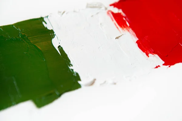 Bandiera Dipinta Italia Tricolore Italiano Isolato Astratto Verde Vivido Bianco — Foto Stock