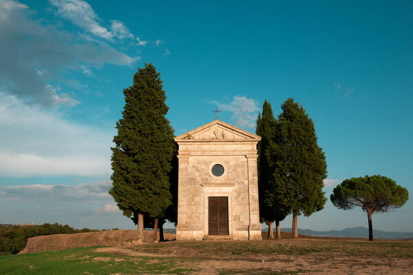 Ancient church in Tuscany, Italy, summer outdoor