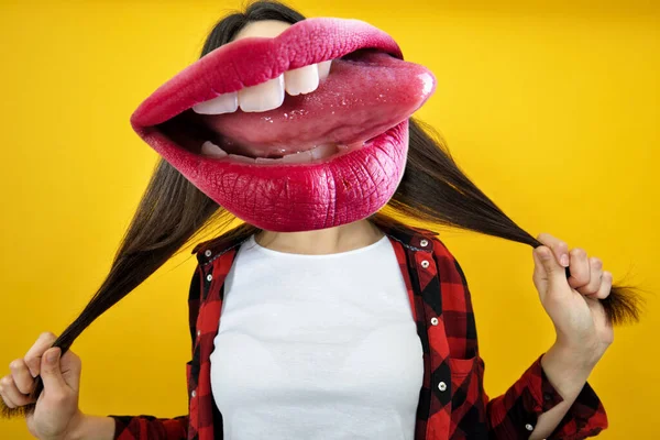 Collage Dans Style Magazine Avec Des Émotions Heureuses Excitées Sourire — Photo