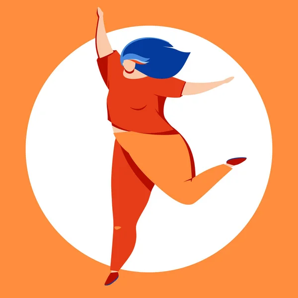 Ilustración Vectorial Dibujada Mano Una Mujer Activa Feliz Saltando Bailando —  Fotos de Stock