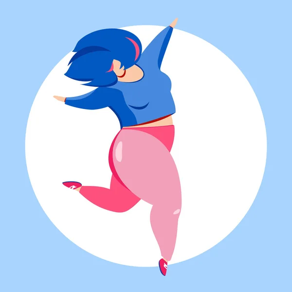 Ilustración Vectorial Dibujada Mano Una Mujer Activa Feliz Saltando Bailando —  Fotos de Stock