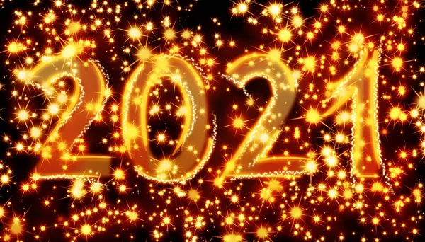 2021 Silvester Hintergrund Mit Goldenen Sternen Und Kopierraum Abstrakte Urlaubskulisse — Stockfoto