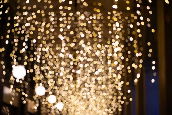 Piękny Wystrój Światłami Ulicach Wenecji Wigilię Rozmyte Wakacje Noc Abstrakcyjne — Zdjęcie stockowe