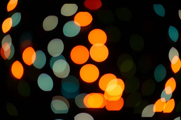 Bela Decoração Com Luzes Natal Borrão Feriado Noite Fundo Abstrato — Fotografia de Stock