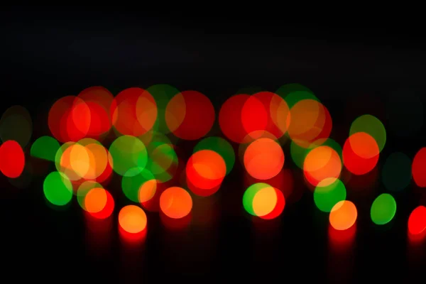 Bela Decoração Com Luzes Natal Borrão Feriado Noite Fundo Abstrato — Fotografia de Stock