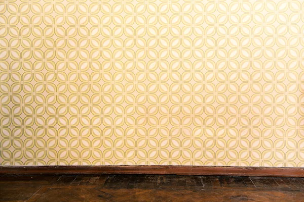 Habitación Vintage Apartamento Retro Vacío Con Papel Pintado Antigua Suelo — Foto de Stock