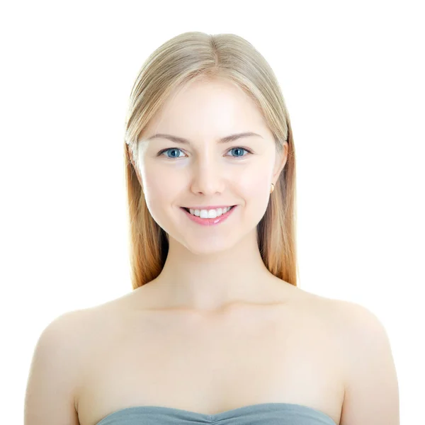 Attractive Young Caucasian Woman Long Blond Hair Happy Smiling Posing — Stock Photo, Image