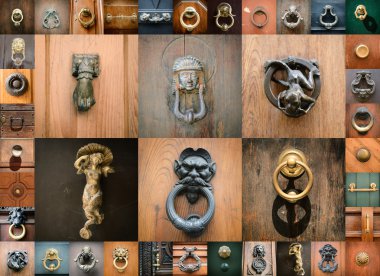 Doorknobs of  doors in Rome clipart