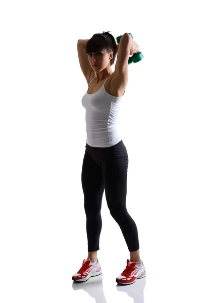 Girl with dumbbells — Stock Photo, Image