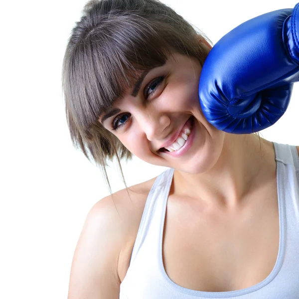 Žena v boxerských rukavicích — Stock fotografie