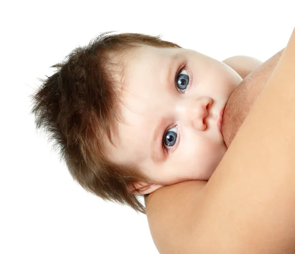 Schattig kind breasting gezicht — Stockfoto