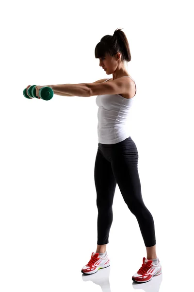 Girl with dumbbells — Stock Photo, Image